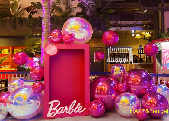 1.2m 4ft Pink And Iridescent PVC Mirror Balloons For Gallery Opening Art Installation