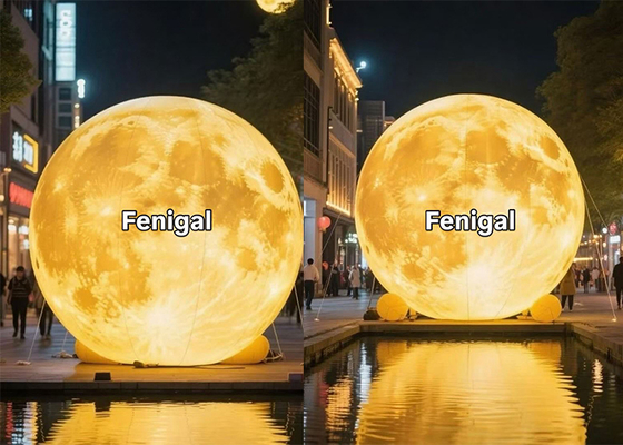 5m 16ft Ground Inflatable Moon With Warm Light For Mid-Autumn Festival Celebrations