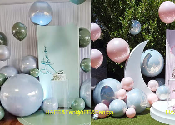 PVC Mirror Balloons In White, Light Pink, And Light Green For Party Decorations
