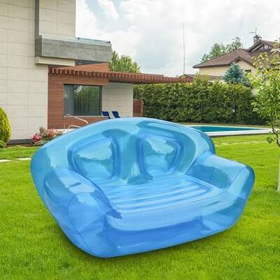 Custom Blue Sky Pattern Inflatable Sofa and Portable Inflatable Couch with Tear-Resistant PVC for Stylish Branded Seating