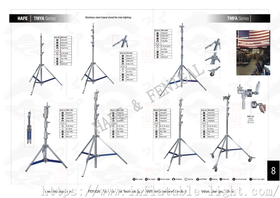 Aluminum Tripod Light Stand Air Damped Lamp Flexible Stainless Steel