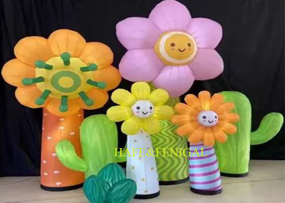 Customized Giant Inflatable Flowers Sculpture With Light For Events Decoration