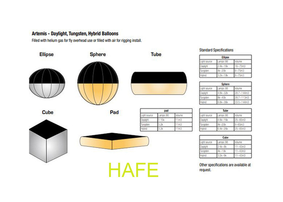 Inflatable Tubular HMI Daylight Helium Filled Lighting Balloon For Film Outdoors