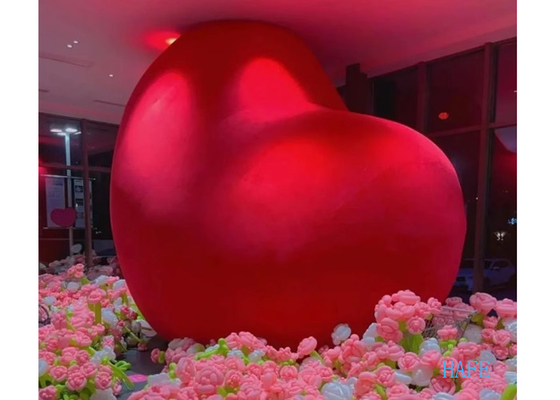 5m Inflatable Luminous Short Plush Heart For Mall Displays Or Influencer Photo Spots