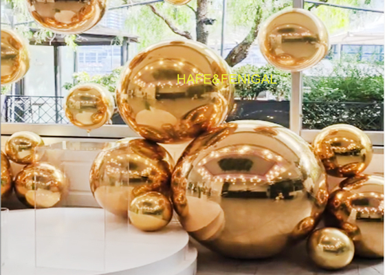 1m 2m Giant Reflective Golden PVC Mirror Balloons As Indoor Or Outdoor Art Installations
