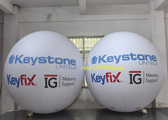 White PVC Ads Balloon With Brand Logo Printing 2.5 Meters (8.2 Feet) In Diameter
