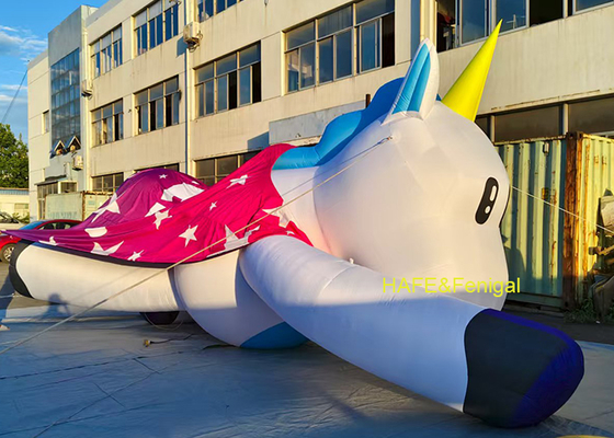 Custom 5m Long Fabric Material Inflatable Unicorn For Amusement Parks Or Outdoor Lawns
