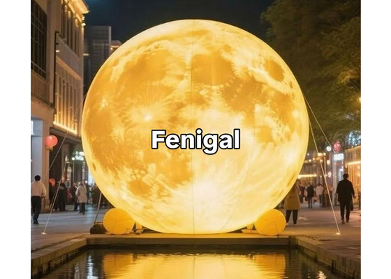 5m 16ft Ground Inflatable Moon With Warm Light For Mid-Autumn Festival Celebrations
