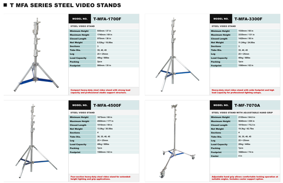 HAFE TMYA TMFA Series Heavy-Duty Steel Film Light Stand with 40 kg Load Capacity and Adjustable Height up to 5840 mm