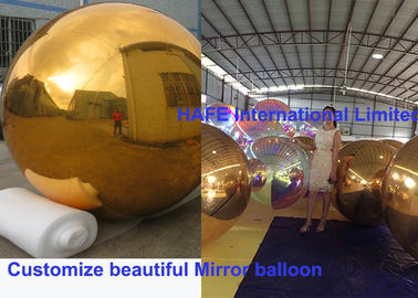 Golden Laser Dazzle Inflatable Mirror Balloon 1m 1.5m 2m 2.5m 3m For Dubai Royal Events Use