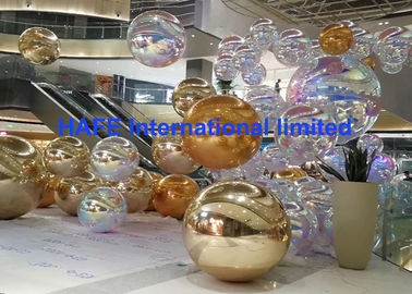 Golden Pink Laser Shine Radiant Inflatable Mirror Balloon For Decoration